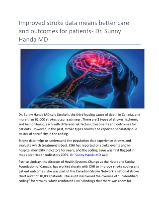 Improved stroke data means better care and outcomes for patients