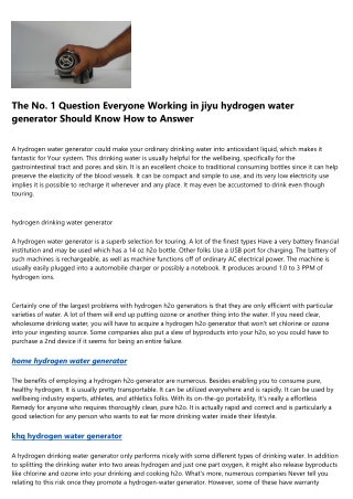 Will quantum hydrogen water generator Ever Die?