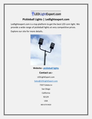 Pickleball Lights  Ledlightexpert