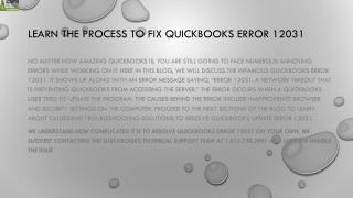 An effective remedy for QuickBooks Error 12031