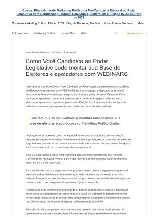 Como Você Candidato ao Poder Legislativo pode montar sua Base de Eleitores e apoiadores com WEBINARS