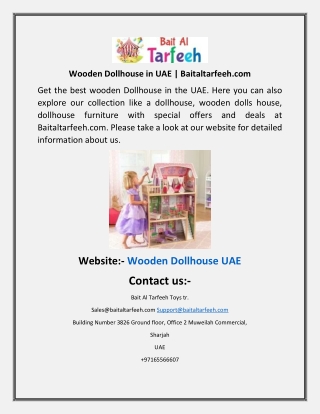 Wooden Dollhouse in UAE  Baitaltarfeeh