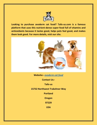 Avoderm Cat Food Talis-us.com