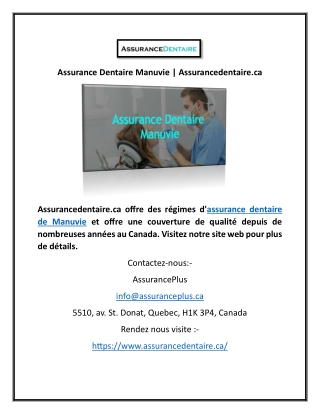 Assurance Dentaire Manuvie | Assurancedentaire.ca