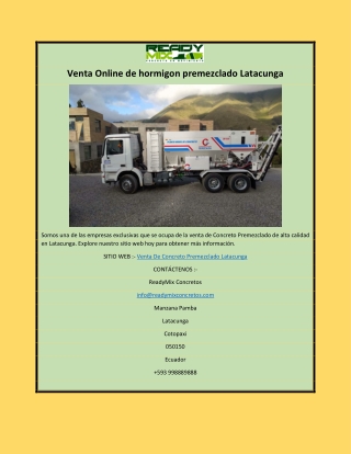 Venta Online de hormigon premezclado Latacunga