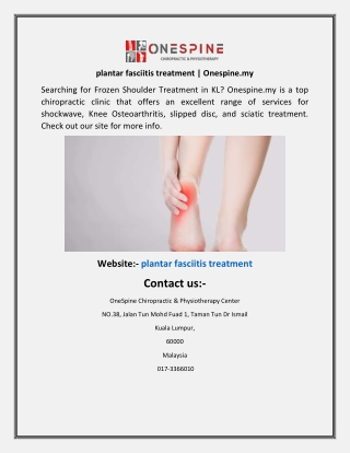 plantar fasciitis treatment Onespine.my