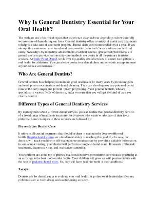 Why Is General Dentistry Essential for Your Oral Health