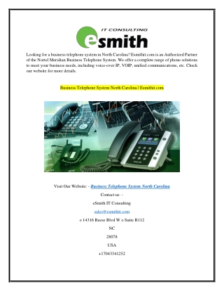 Business Telephone System North Carolina  Esmithit.com