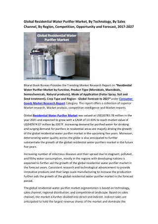 Global Residential Water Purifier Market Research Report 2017-2027