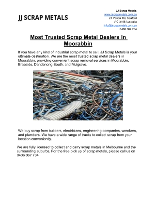 Most Trusted Scrap Metal Dealers In Moorabbin
