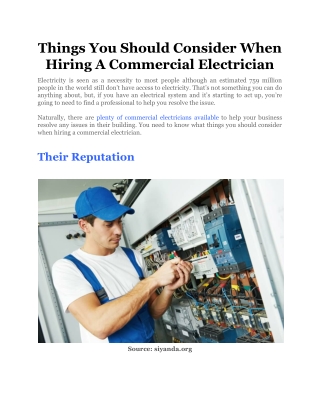 Things You Should Consider When Hiring A Commercial Electrician