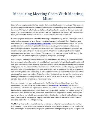 Measuring Meeting Costs With Meeting Miser