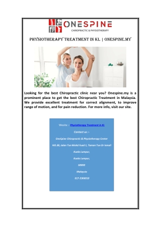 Physiotherapy Treatment in Kl | Onespine.my