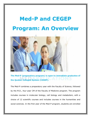 Med-P and CEGEP Program - An Overview