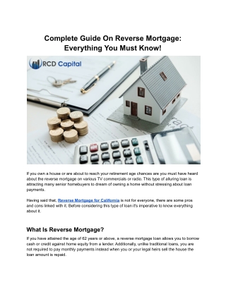 Complete Guide on Reverse Mortgage Everything You Must Know!