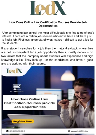 HOW DOES ONLINE LAW CERTIFICATION COURSES PROVIDE JOB OPPORTUNITIES