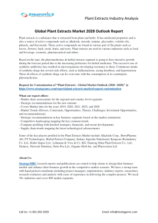 Plant Extracts Market Forecasts to 2028