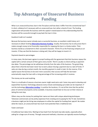 Top Advantages of Unsecured Business Funding