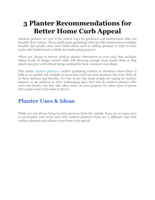 3 Planter Recommendations for Better Home Curb Appeal