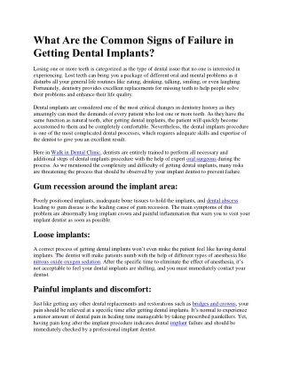 What Are the Common Signs of Failure in Getting Dental Implants