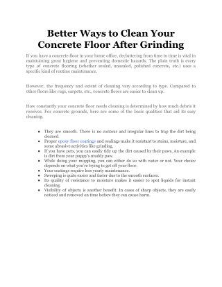 Better Ways to Clean Your Concrete Floor After Grinding