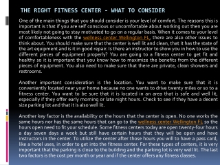 Fitness Center - What to Consider