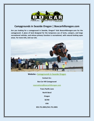 Campgrounds in Seaside Oregon | Boxcarhilloregon.com