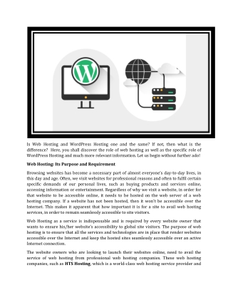 Difference between Web Hosting and WordPress Hosting