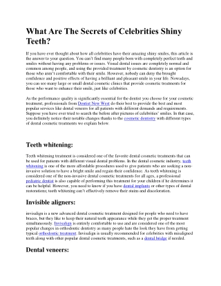 What Are The Secrets of Celebrities Shiny Teeth