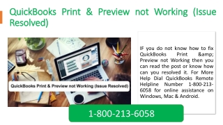 Call 1-800-213-6058 - QuickBooks Print & Preview not Working