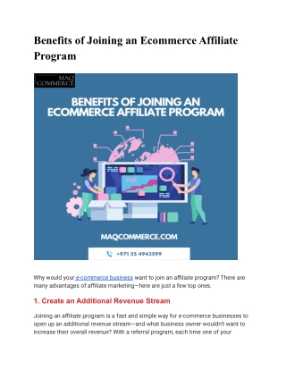 Benefits of Joining an Ecommerce Affiliate Program | Ecommerce Development Compa