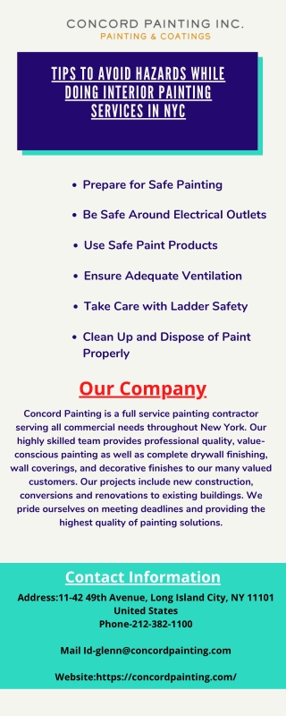 Tips to Avoid Hazards while doing Interior Painting Services in Nyc