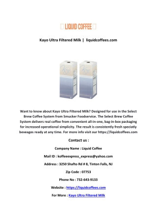 Kayo Ultra Filtered Milk