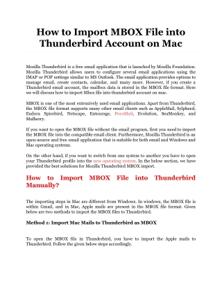 How to Import MBOX File into Thunderbird Account on Mac