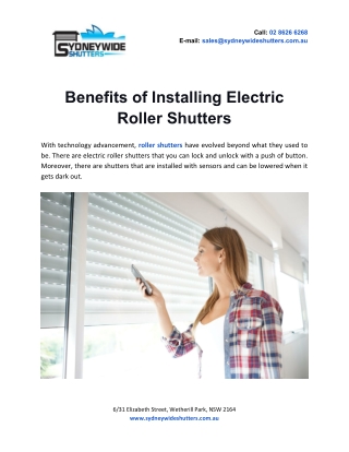 Benefits of Installing Electric Roller Shutters