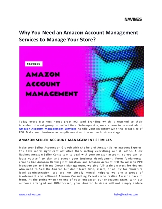 Why You Need an Amazon Account Management Services to Manage Your Store