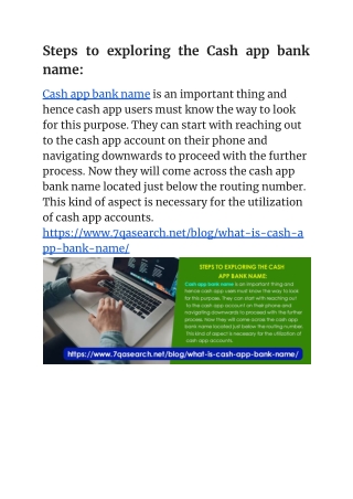 Steps to exploring the Cash app bank name: