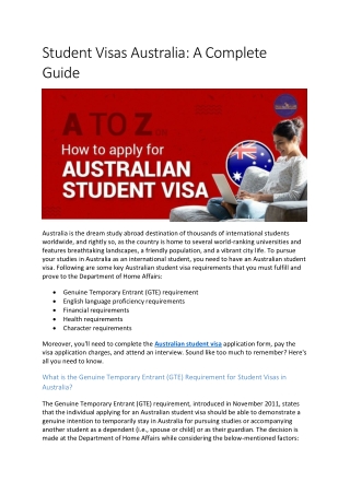Australia is the dream study abroad destination of thousands of Students