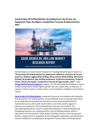 Saudi Arabia Oil Drilling Market