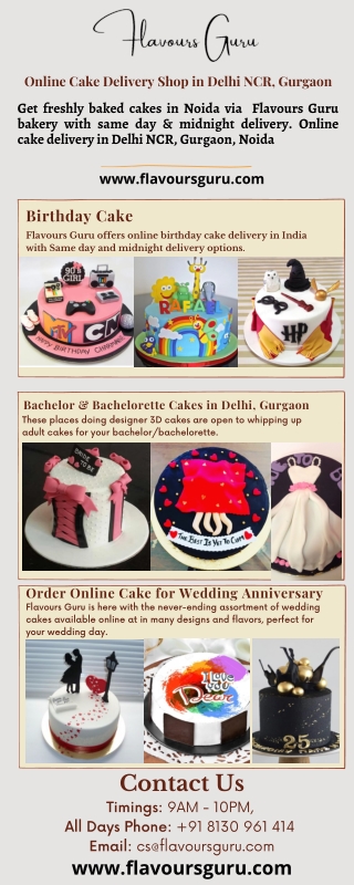 Order Online Cake Delivery Shop in Delhi NCR, Gurgaon - Flavours Guru