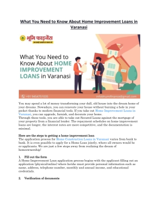 What You Need to Know About Home Improvement Loans in Varanasi