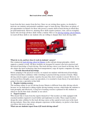Best truck driver school Ontario