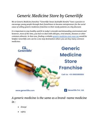 Generic Medicine Store by Generilife