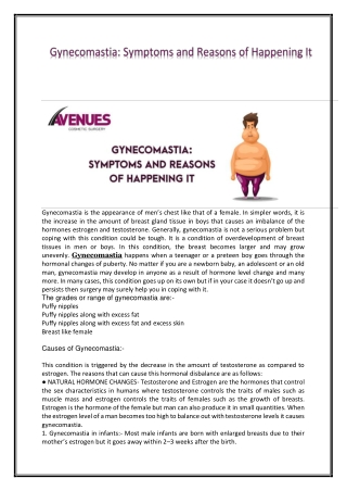 Gynecomastia Symptoms and Reasons of Happening It