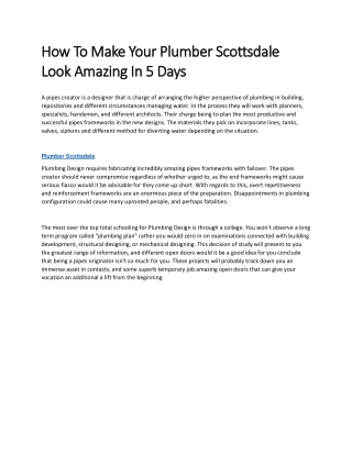 How To Make Your Plumber Scottsdale Look Amazing In 5 Days