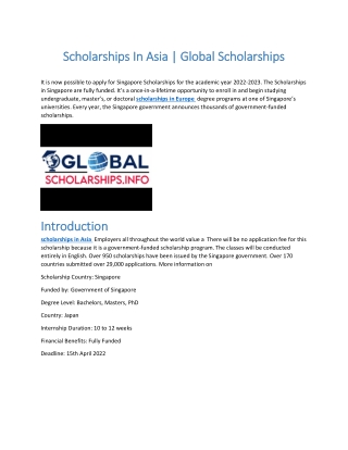 Scholarships In Asia  Global Scholarships