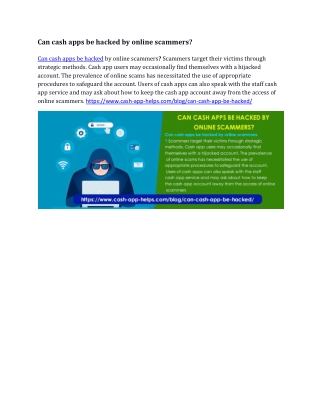 Can cash apps be hacked by online scammers