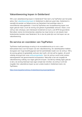 Vakantiewoning kopen Gelderland