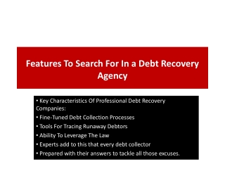Features To Search For In a Debt Recovery Agency