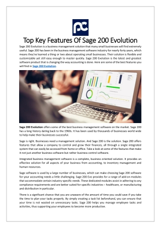 Top Key Features Of Sage 200 Evolution